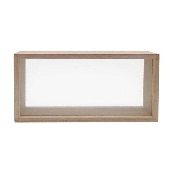 Průhledný dřevěný box na fotografie a drobnosti 26 x 13 x 5,5 cm akryl a dřevo hnědá přírodní dekorace do interiéru béžova