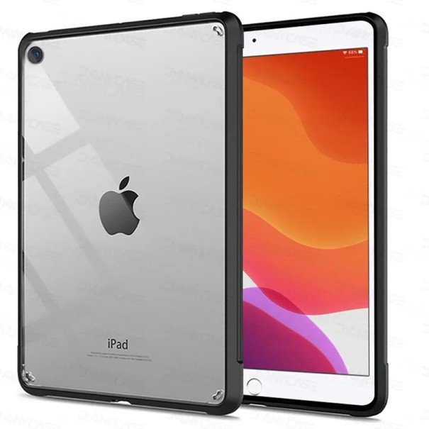 Průhledný kryt na tablet iPad 10,2 palce 7. 8. i 9. generace silikonový rámeček se zesílenými rohy černá barva ochrana displeje 1