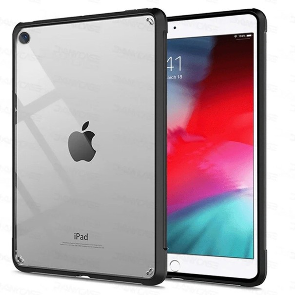 Průhledný kryt na tablet iPad Air 3 i iPad Pro 10,5 palce silikonový rámeček se zesílenými rohy černá barva ochrana displeje i hran 1