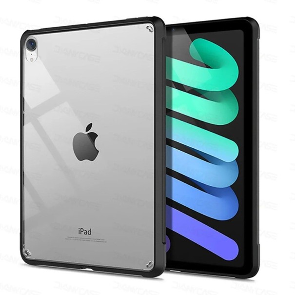 Průhledný kryt na tablet iPad mini 6 silikonový rámeček se zesílenými rohy černá barva ochrana displeje hran i zadní strany 1