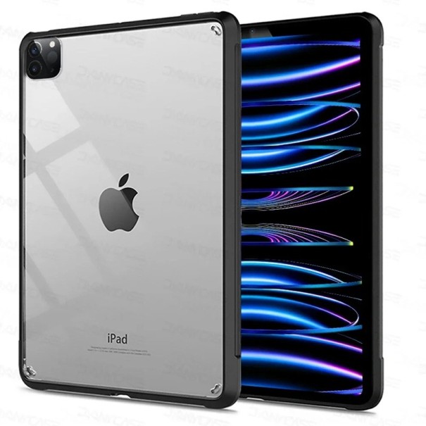 Průhledný kryt na tablet iPad Pro 11 palců silikonový rámeček se zesílenými rohy černá barva ochrana displeje hran i zadní strany 1