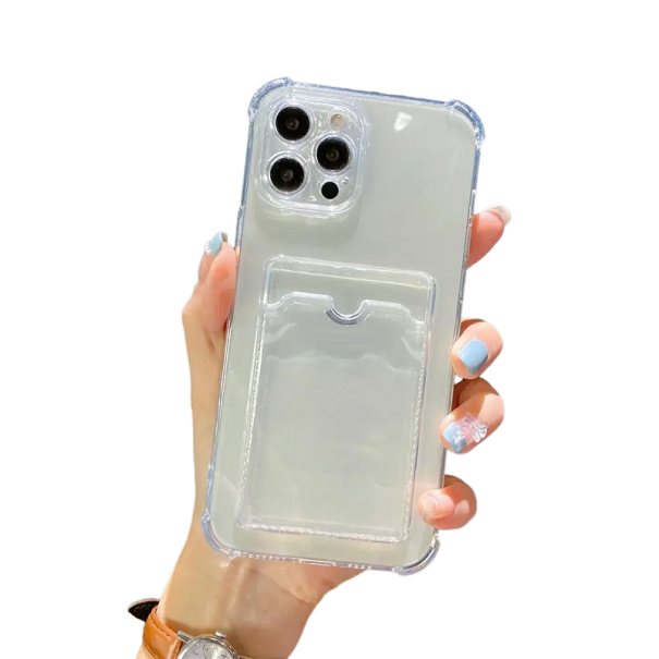 Průhledný kryt s kapsou na karty pro iPhone 15 Pro průhledná