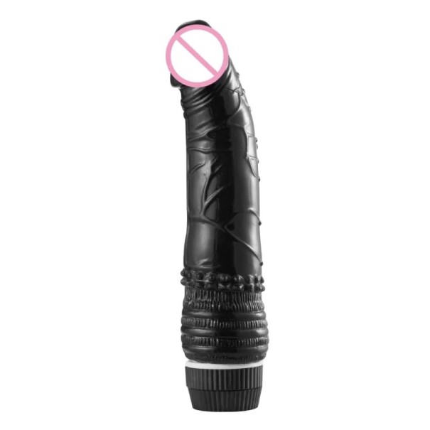 Průhledný TPE vibrátor 19x4,5 cm s realistickým tvarem a silnými vibracemi na baterie diskrétní balení černá