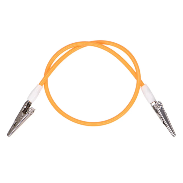 Pružinové lano 40 cm s kovovými klipy pro upevnění zubního bryndáku Odolné elastické držáky pro stomatologické ordinace oranžová