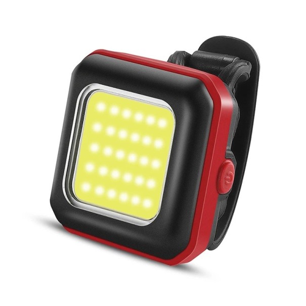 Przednia lampka rowerowa 4 x 4 x 1,8 cm COB LED 130 lm Ładowalna przez USB-C Wodoodporna lampa rowerowa IPX45 3 tryby Długotrwała bateria 250 mAh czerwony