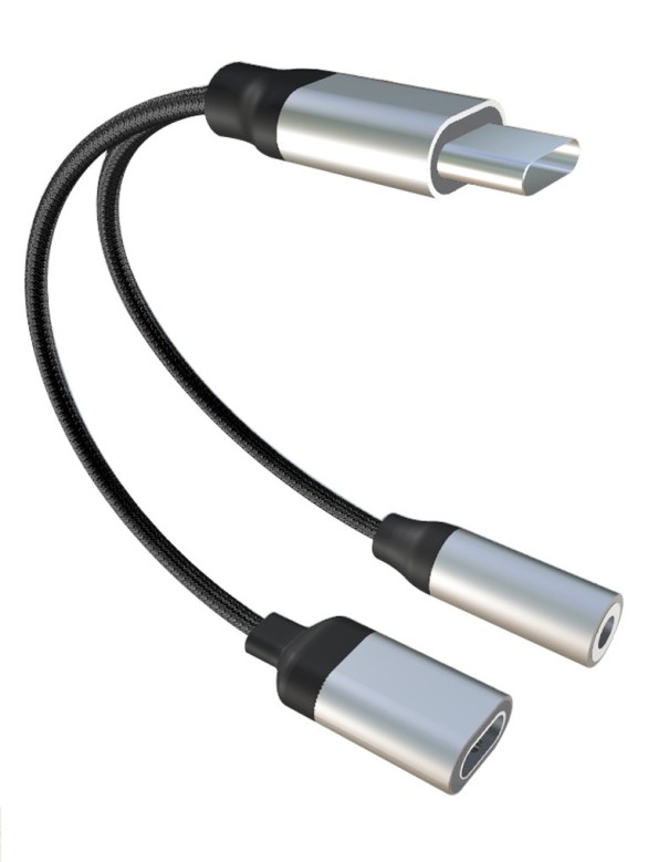 Przejściówka z USB-C na 3,5 mm / adapter USB-C K74 srebrny
