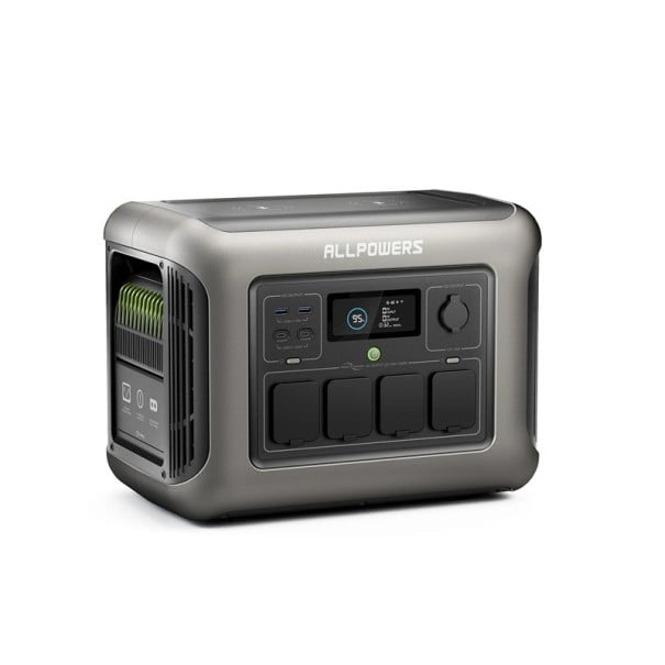 Przenośna stacja zasilania 1152 Wh LiFePO4 1800 W Generator słoneczny UPS 650 W Szybkie ładowanie 3500+ cykli Gniazdo UE 4x AC 2x USB-C Ładowanie 1