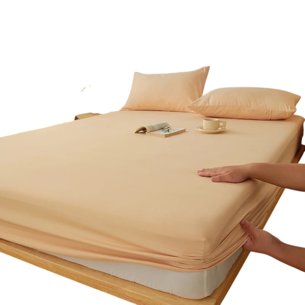 Prześcieradło napinające 150 x 190 x 30 cm Elastyczne prześcieradło na materac Bawełna poliester Antypoślizgowe z gumą wokół Jednokolorowe pomarańczowy