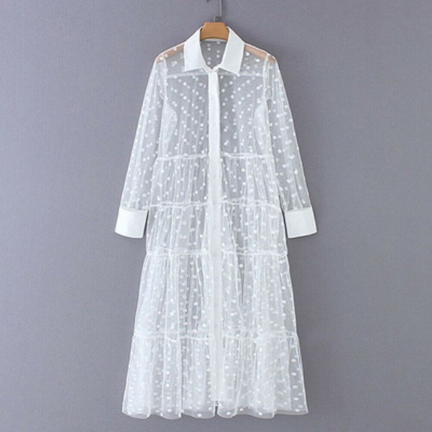 Prześwitująca tiulowa sukienka biały L