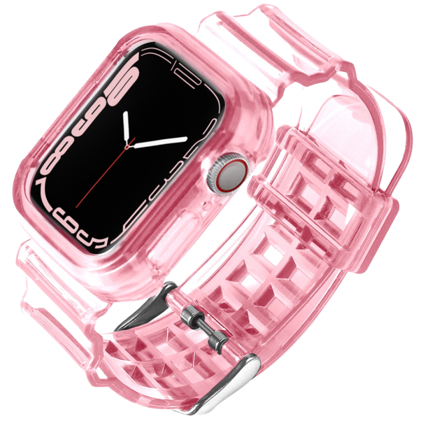 Przezroczysty silikonowy pasek do zegarka Apple Watch 42 / 44 / 45 mm różowy