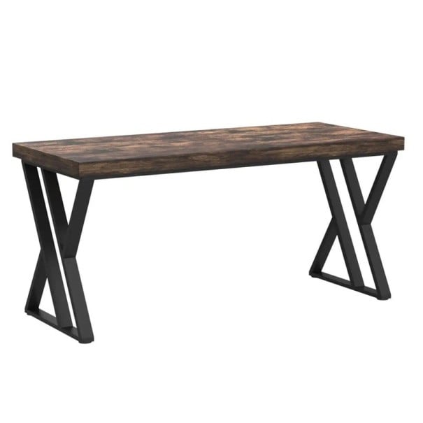 Psací počítačový stůl kovové nohy ve tvaru Z nosnost 150 kg 140 x 60 x 75 cm rustikální deska hnědý do domácí kanceláře i pracovny 1
