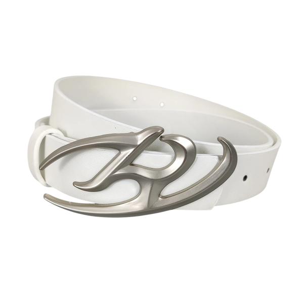 PU Leather Belt 102 x 2.8 cm Adjustable Unisex Belt with Metal Goth Punk Buckle Fashion Rock Punk Style Accessories white