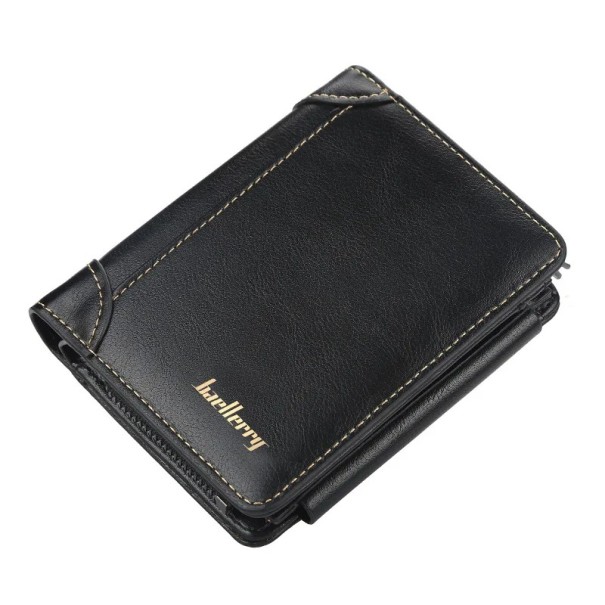 PU-plånbok för män 12 x 10 cm Plånbok för kort och dokument med myntficka med dragkedja Elegant accessoar för män