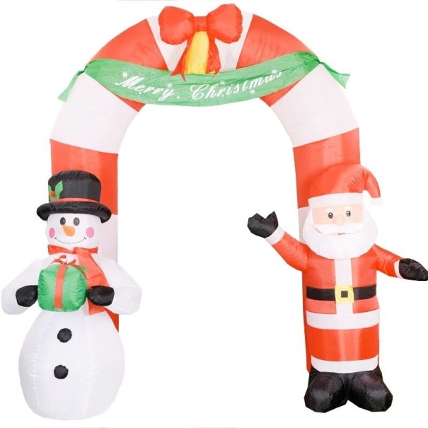 Puerta inflable navideña con Papá Noel y muñeco de nieve P4075 1