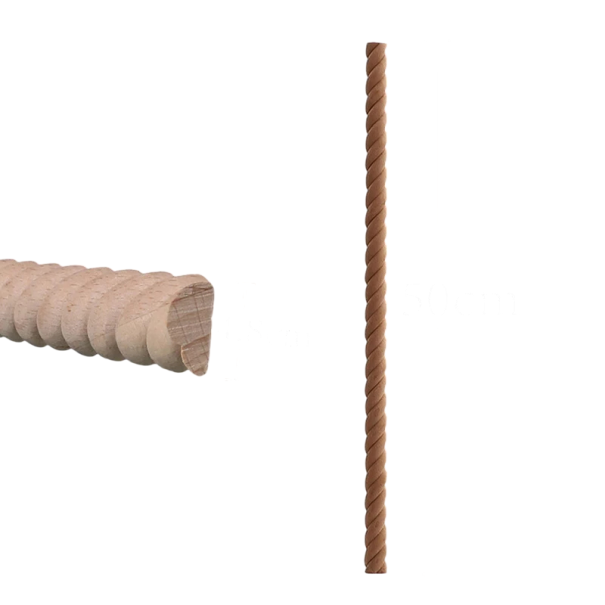 Puinen koristeellinen lista spiraalikoriste 50×4,8 cm massiivinen profiili luonnollinen ruskea kierrekuvio huonekalujen ja sisustuksen koristeluun 1