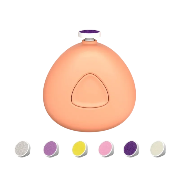 Pulidor de uñas eléctrico para niños con 6 cabezales, lima de uñas segura a batería, cuidado suave para las uñas de los niños. naranja