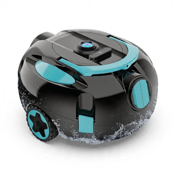 Pulitore robotico da piscina senza fili H1 Durata 120 min Motore 40 W Filtro 180 µm Cesto 3 l Parcheggio automatico Nero-turchese Per il fondo 1