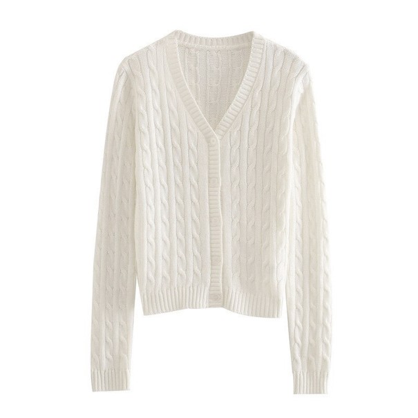 Pull à boutons pour femmes A2128 blanc XS