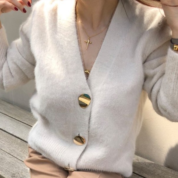 Pull à boutons pour femmes A2946 crème