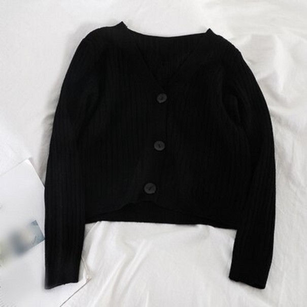 Pull à boutons pour femmes G219 noir