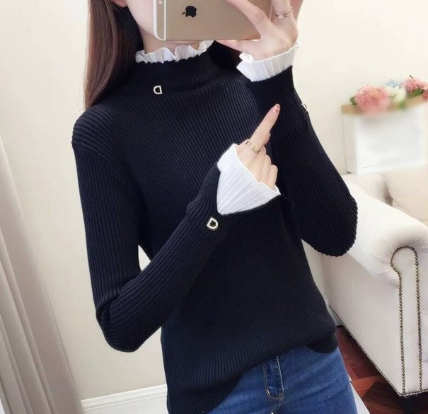Pull à col roulé femme G295 noir