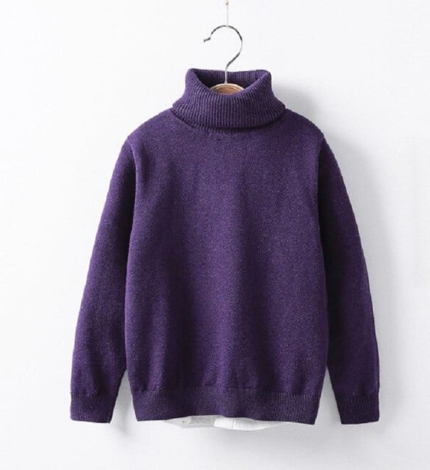 Pull à col roulé pour enfants L620 violet foncé 8