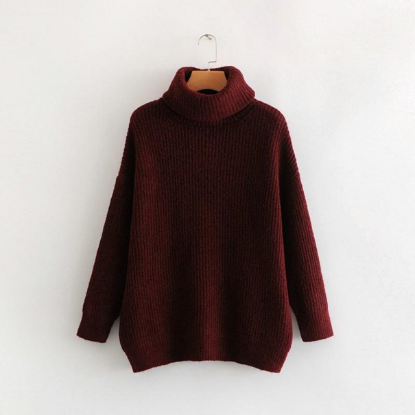 Pull à col roulé pour femmes G248 bordeaux S