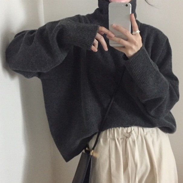 Pull ample pour femmes gris foncé
