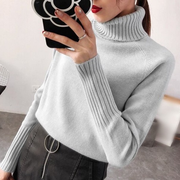 Pull col roulé femme G208 gris clair S
