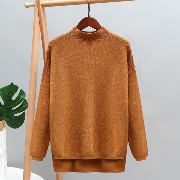 Pull col roulé femme G293 marron clair