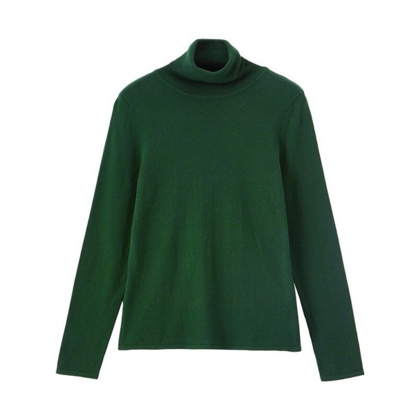 Pull col roulé femme G372 vert foncé L