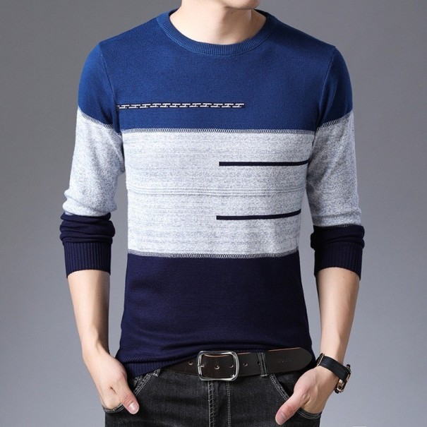 Pull coloré pour homme F193 bleu foncé S