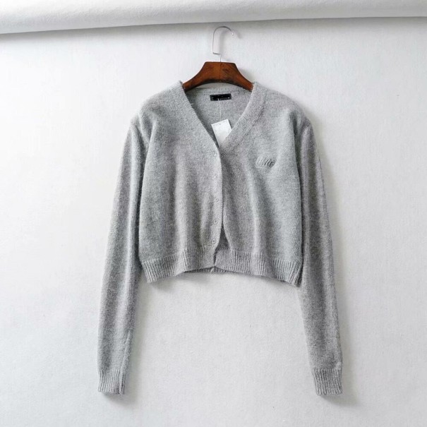 Pull court à boutons pour femmes A2986 gris M