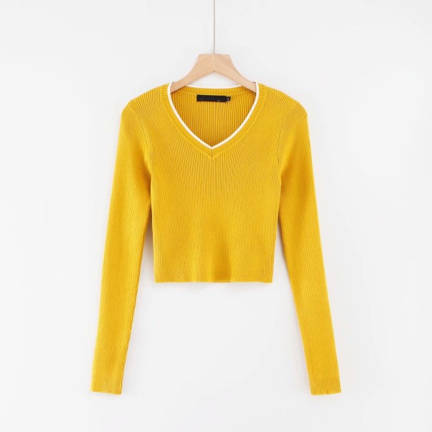 Pull court pour femme jaune M