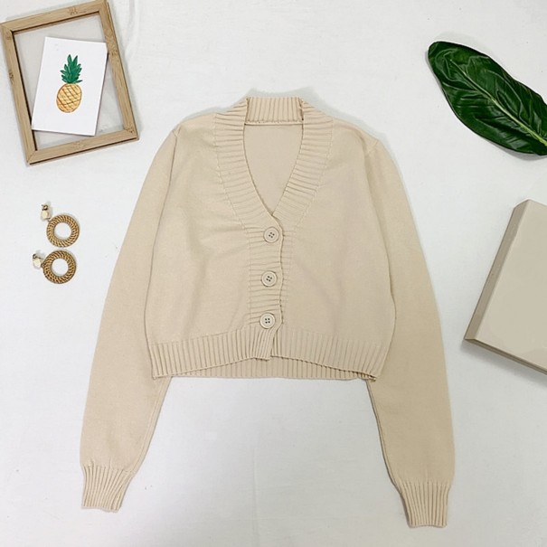 Pull court pour femmes avec boutons crème