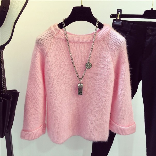 Pull d'hiver en tricot pour femmes J2453 rose