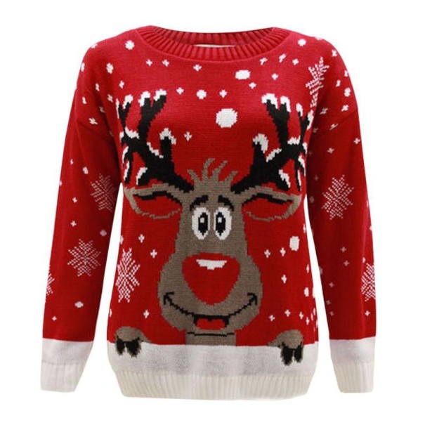 Pull de Noël pour femme avec un renne J1227 rouge