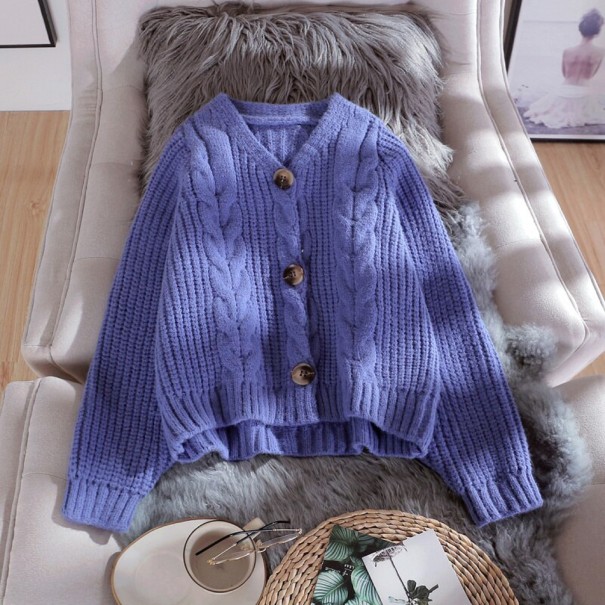 Pull en tricot pour femme avec boutons G209 violet