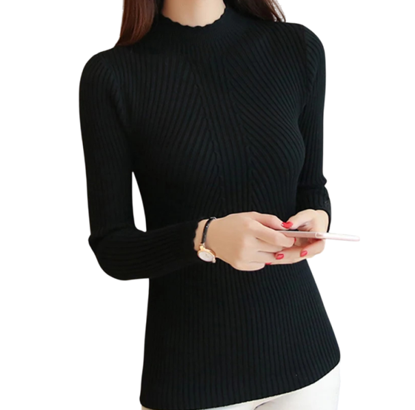 Pull en tricot pour femme en coton et polyester avec décolleté rond Pull élégant uni à manches longues Taille universelle pour un usage quotidien noir