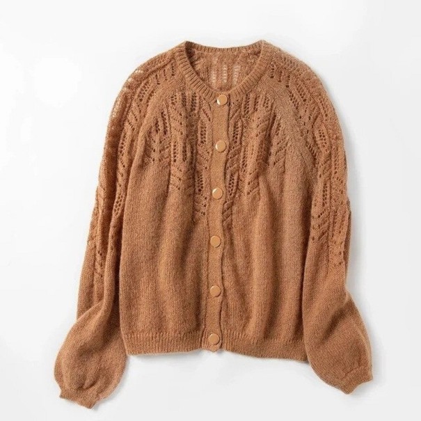 Pull en tricot pour femmes A2340 marron clair S