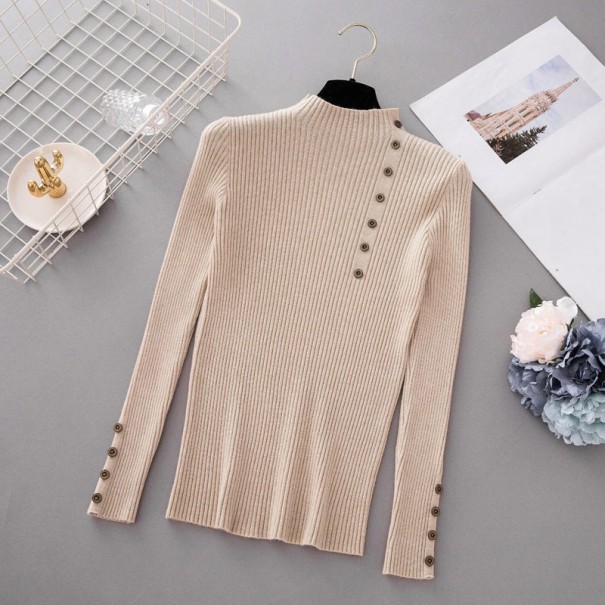 Pull en tricot pour femmes avec boutons beige M