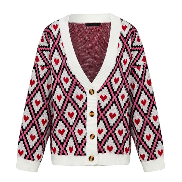 Pull en tricot pour femmes avec des cœurs 1