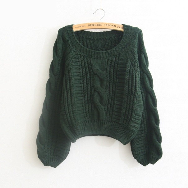 Pull en tricot pour femmes vert armée