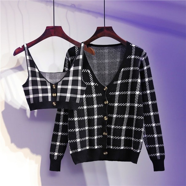 Pull et crop top femme P1782 noir