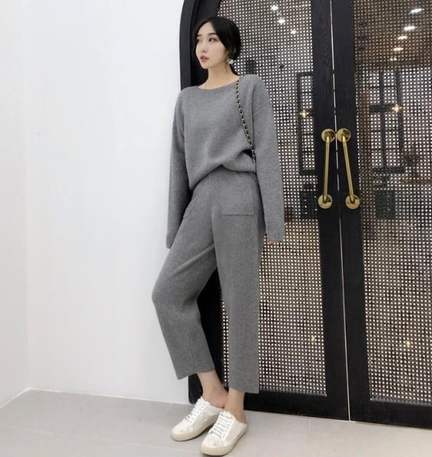 Pull et pantalon pour femmes B1037 gris M