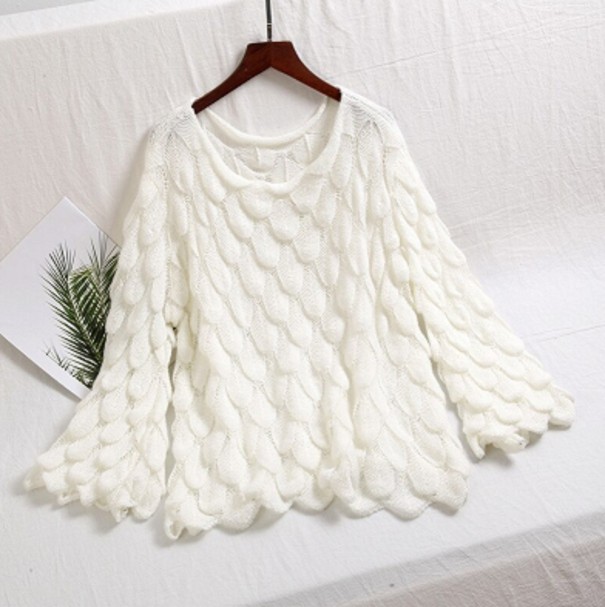 Pull féminin à motif A2362 blanc