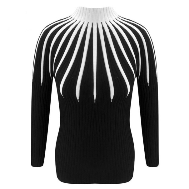 Pull féminin à rayures noir S