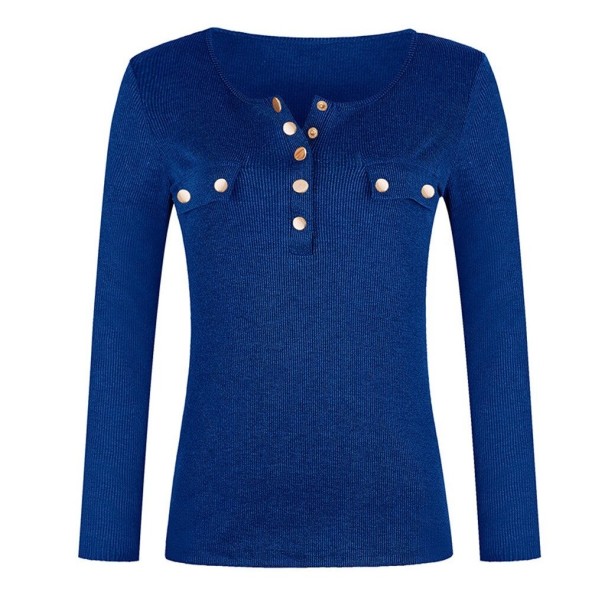 Pull féminin avec boutons G388 bleu L