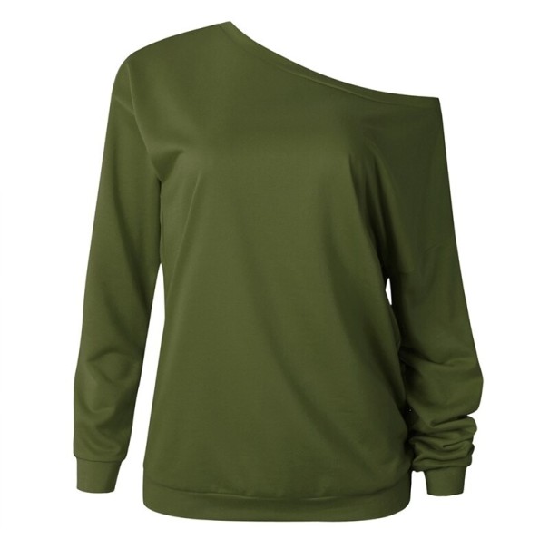 Pull femme à épaule tombante vert armée L
