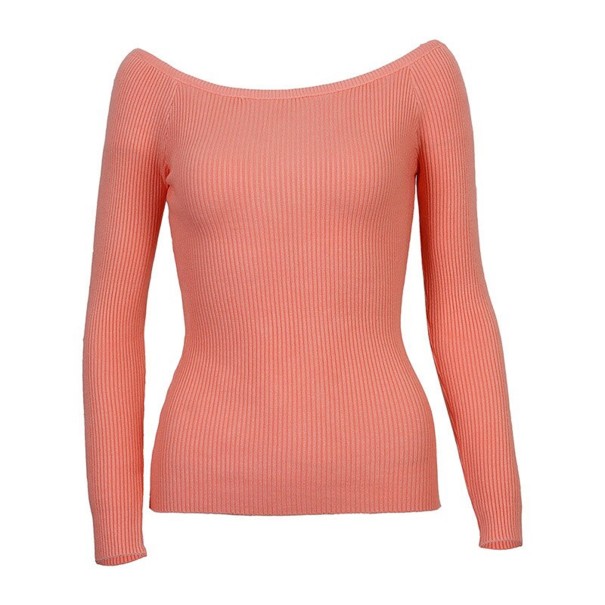 Pull femme à épaules dénudées abricot